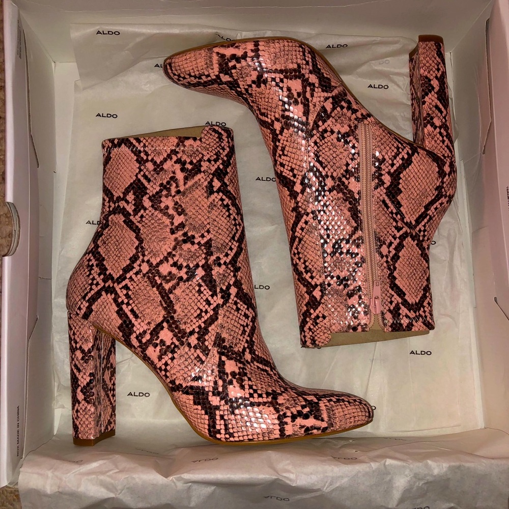 Snakeskin booties